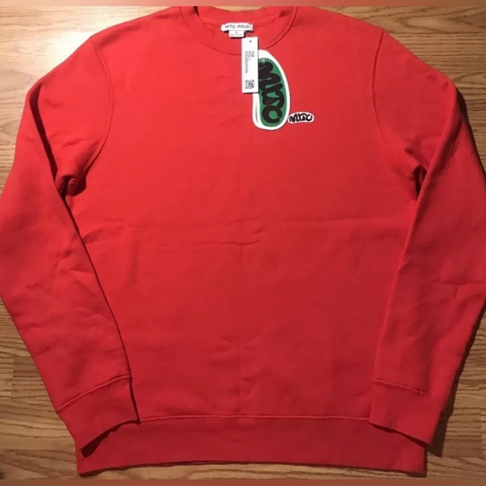 NEW Red Embroidered MITO Crewneck Sweatshirt All Cotton Made in Portugal